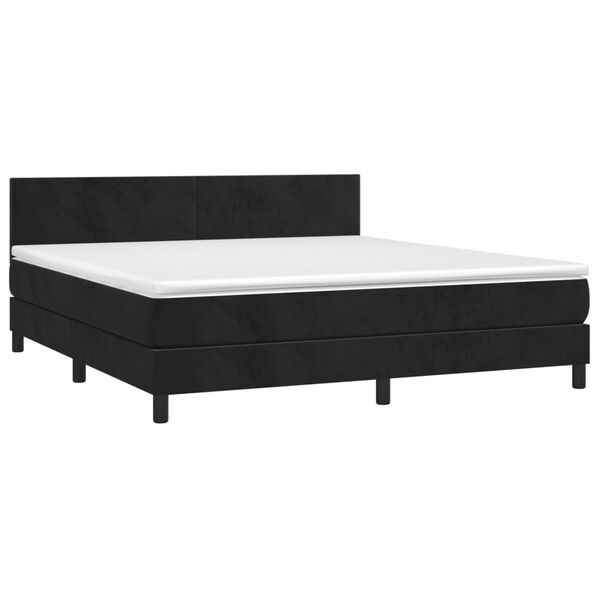 vidaXL Sommier &agrave; lattes de lit avec matelas LED Noir 160x200cm Velours