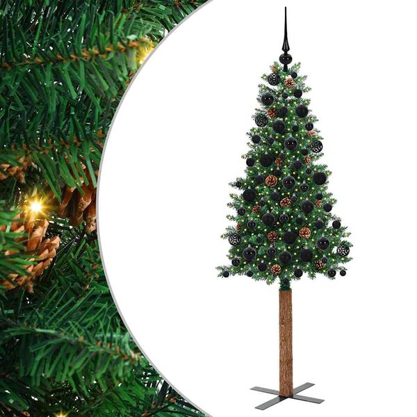 vidaXL Sapin de No&euml;l mince Vert 180 cm PVC et bois de pin massif