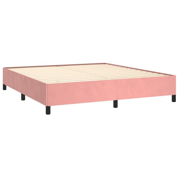 vidaXL Sommier &agrave; lattes de lit avec matelas Rose 180x200 cm Velours