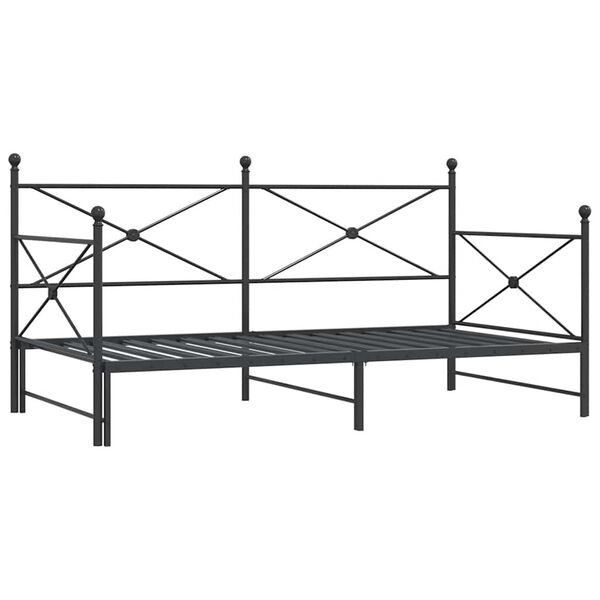 vidaXL Lit de jour avec gigogne sans matelas noir 100x200 cm acier