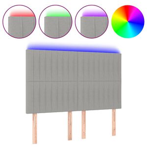 vidaXL T&ecirc;te de lit &agrave; LED Gris clair 144x5x118/128 cm Tissu