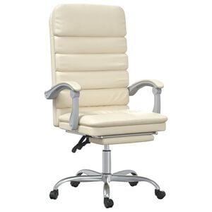 vidaXL Fauteuil de massage inclinable de bureau Cr&egrave;me Similicuir