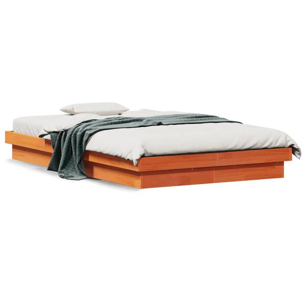 vidaXL Cadre de lit à LED sans matelas 120x190 cm bois massif