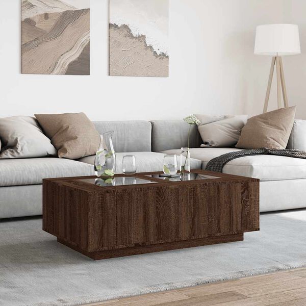 vidaXL Table basse avec LED infini chêne marron 116x69x40 cm