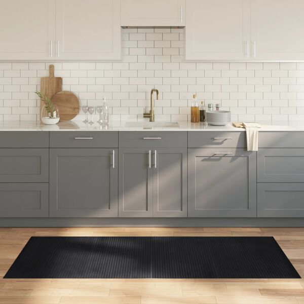 vidaXL Tapis rectangulaire noir 80x200 cm bambou