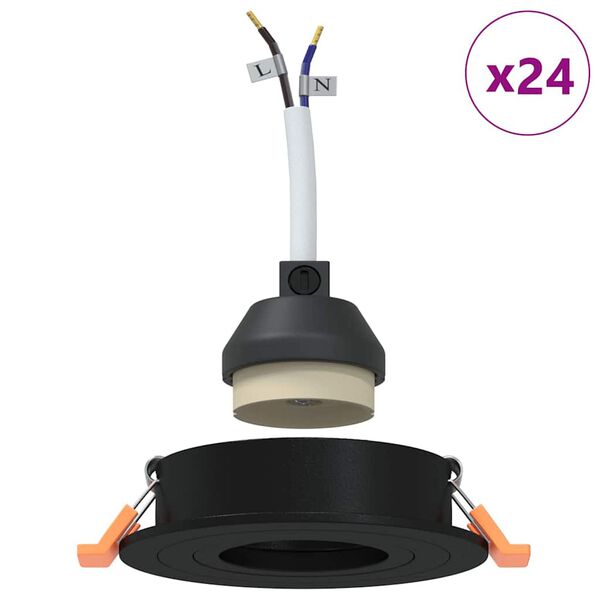 vidaXL Projecteur 24 pcs Noir 9 x 9 x 2 cm Aluminium