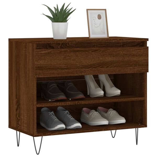 vidaXL Armoire &agrave; chaussures Ch&ecirc;ne marron 70x36x60 cm Bois d'ing&eacute;nierie