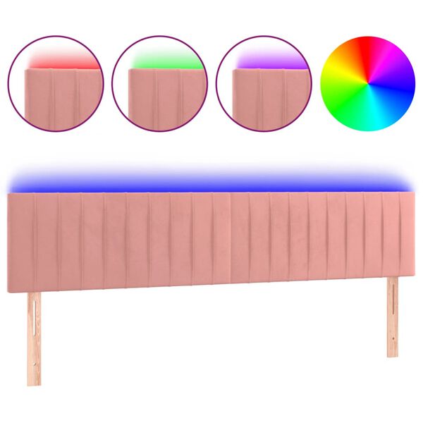 vidaXL T&ecirc;te de lit &agrave; LED Rose 180x5x78/88 cm Velours