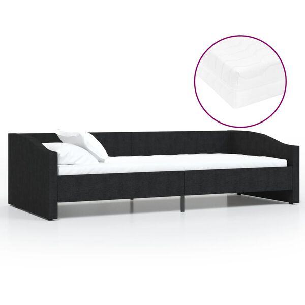 vidaXL Lit avec matelas et USB Noir Tissu 90x200 cm