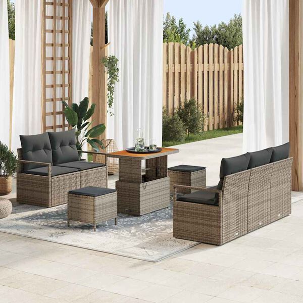 vidaXL Ensemble de canapé de jardin avec coussin 8 pcs Gris