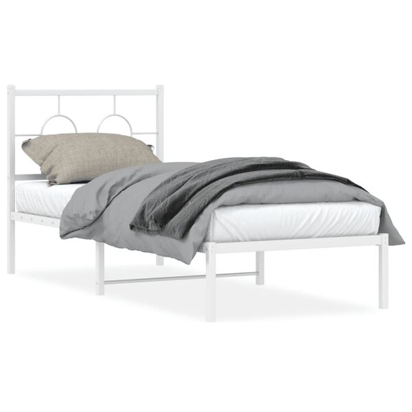 vidaXL Cadre de lit m&eacute;tal sans matelas avec t&ecirc;te de lit blanc 80x200cm