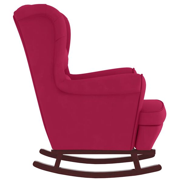 vidaXL Fauteuil &agrave; bascule &agrave; oreilles en velours rouge vin bois massif