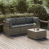 vidaXL Salon de jardin 4 pcs avec coussins Gris R&eacute;sine tress&eacute;e