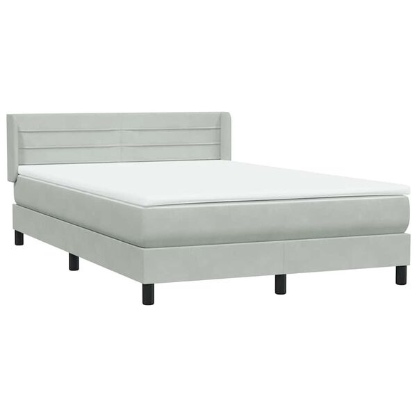 vidaXL Sommier à lattes de lit et matelas gris clair 160x210cm velours