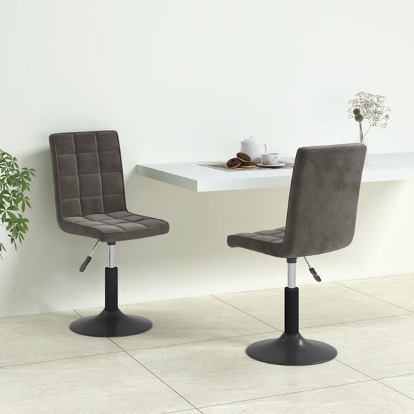 vidaXL Chaises pivotantes &agrave; manger lot de 2 gris fonc&eacute; velours