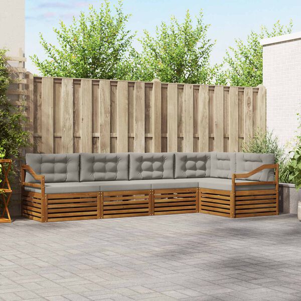 vidaXL Ensemble de canap&eacute;s d'ext&eacute;rieur 5 pcs Gris Naturel et Clair