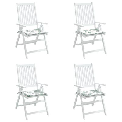 vidaXL Coussins de chaise lot de 4 motif de feuilles 50x50x3 cm tissu