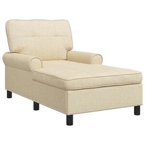vidaXL Chaise longue avec coussin Cr&egrave;me 91 x 157 x 91 cm tissu