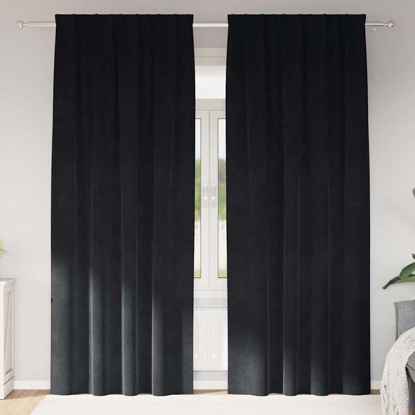 vidaXL Rideaux occultants 2 pcs Noir 140 x 260 cm Velours