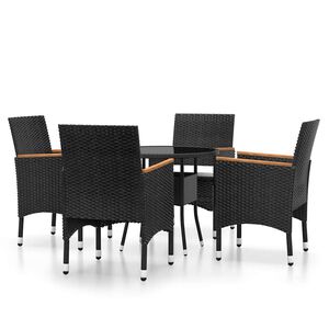 vidaXL Ensemble de bistro de jardin 5 pcs poly rotin et verre tremp&eacute;