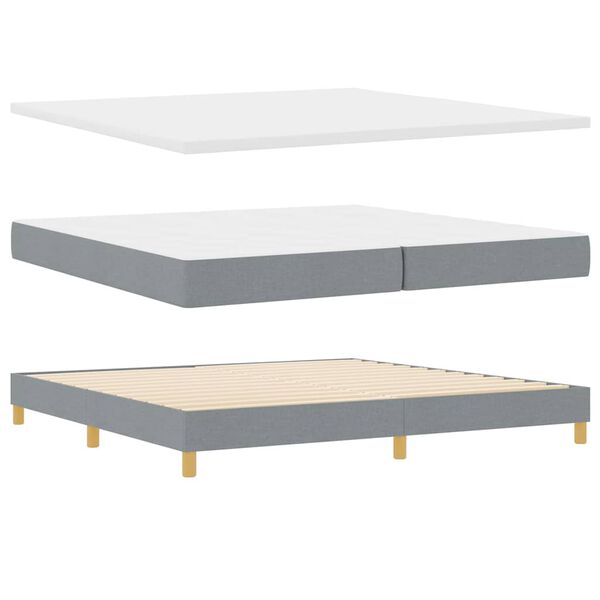 vidaXL Lit &agrave; ressorts avec matelas Gris clair 200 x 200 cm tissu