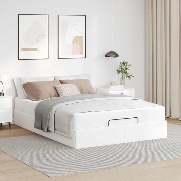 vidaXL Cadre de lit avec matelas avec matelas 2 pcs Blanc PVC