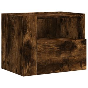 vidaXL Table de chevet murale ch&ecirc;ne fum&eacute; 45x30x35 cm