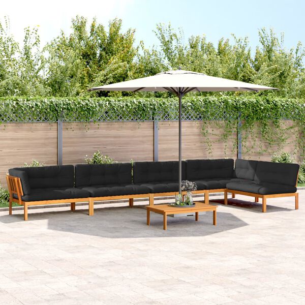 vidaXL Salon palette de jardin avec coussins 6pcs bois d'acacia massif