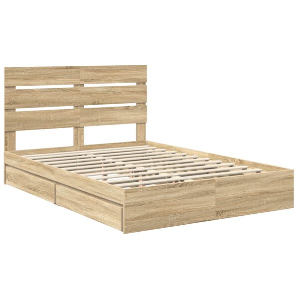 vidaXL Lit de Rangement Ch&ecirc;ne Sonoma 150 x 200 cm Bois d'ing&eacute;nierie