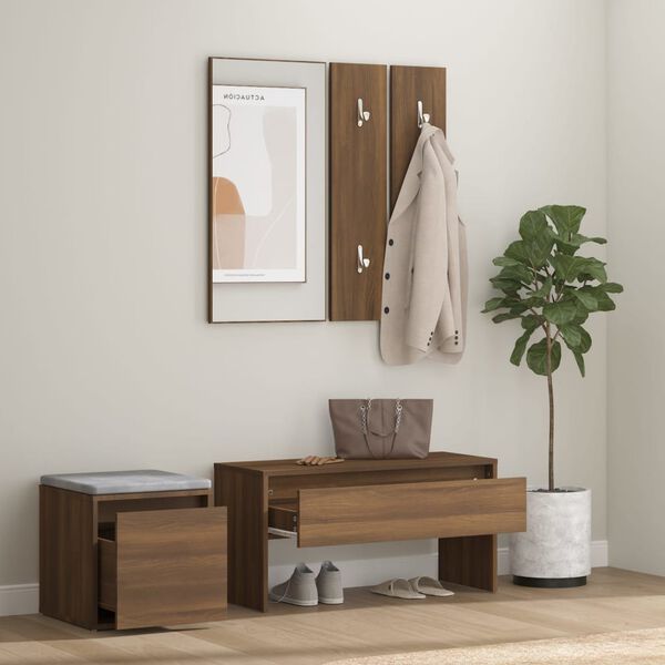 vidaXL Ensemble de meubles de couloir Ch&ecirc;ne marron Bois d'ing&eacute;nierie