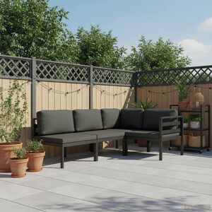 vidaXL Salon de jardin 4 pcs avec coussins Aluminium Anthracite