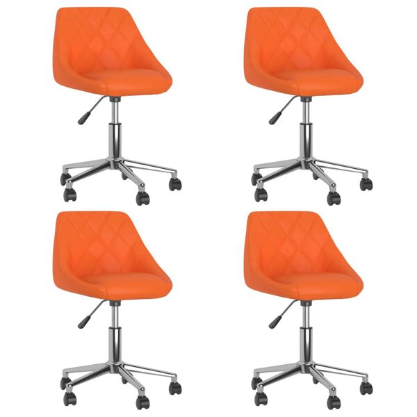 vidaXL Chaises pivotantes &agrave; manger lot de 4 orange similicuir