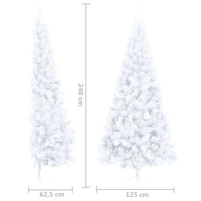 vidaXL Demi-arbre de Noël artificiel pré-éclairé et boules blanc 240cm