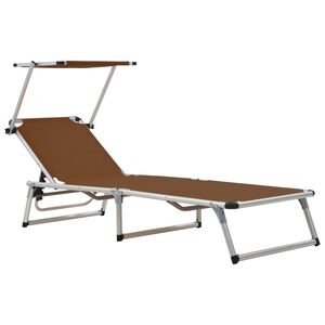 vidaXL Chaise longue pliable avec auvent Aluminium et textil&egrave;ne Marron