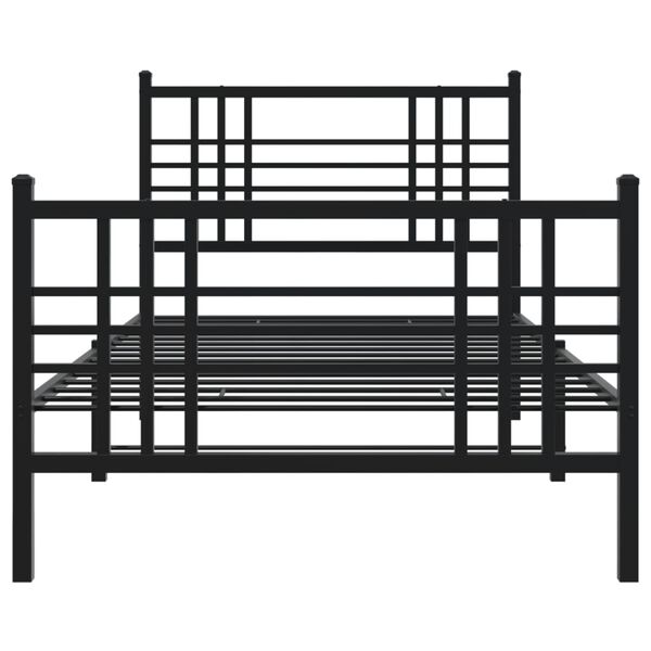 vidaXL Cadre de lit m&eacute;tal sans matelas avec pied de lit noir 90x200 cm