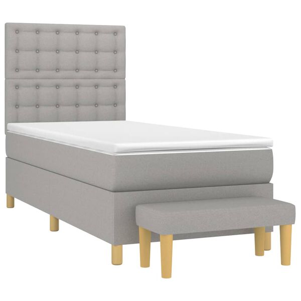 vidaXL Sommier &agrave; lattes de lit avec matelas Gris clair 80x200 cm Tissu