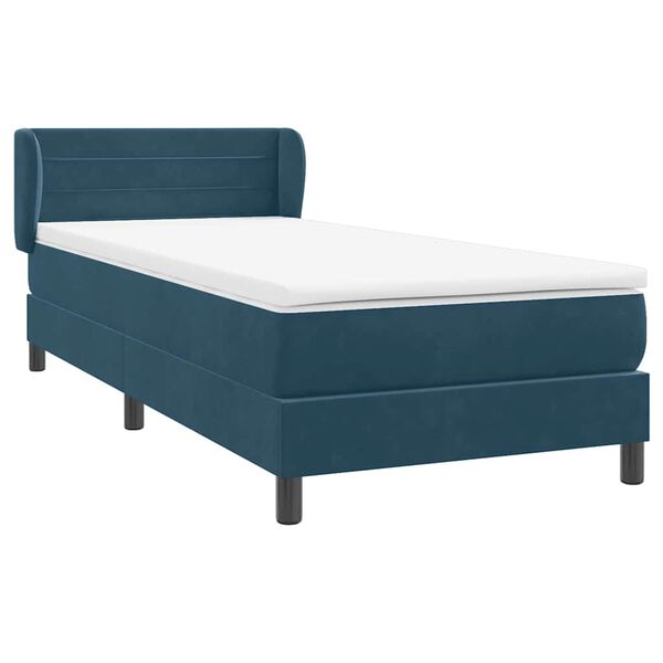 vidaXL Sommier &agrave; lattes de lit et matelas bleu fonc&eacute; 80x210 cm velours