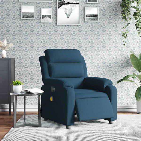 vidaXL Fauteuil inclinable de massage &eacute;lectrique bleu velours