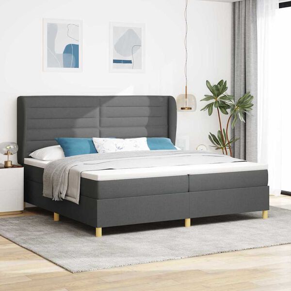 vidaXL Lit &agrave; ressorts avec matelas gris fonc&eacute; 90x190 cm Gris fonc&eacute;