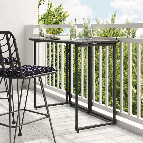 VidaXL Table de jardin pliante noir 90 x 51 x 75 cm polyrotin