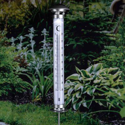 HI Lampe solaire de jardin avec thermomètre
