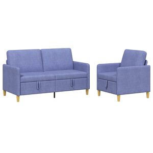 vidaXL Canap&eacute; avec rangement 2 pcs Bleu denim Polyester