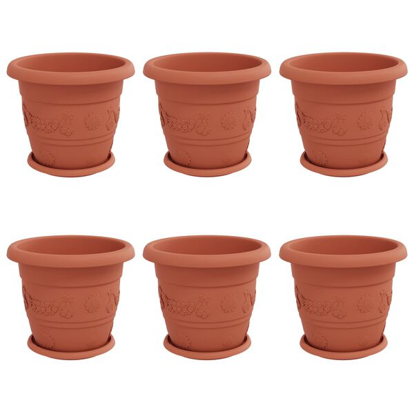 vidaXL Pots de plantes 6 pcs Rouge brique &Oslash; 26 x 21.5 cm Plastique