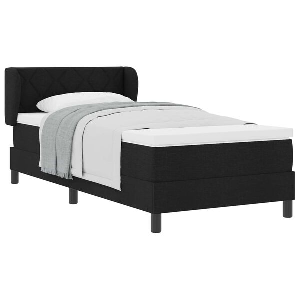 vidaXL Lit &agrave; ressorts avec matelas Noir 90 x 200 cm tissu