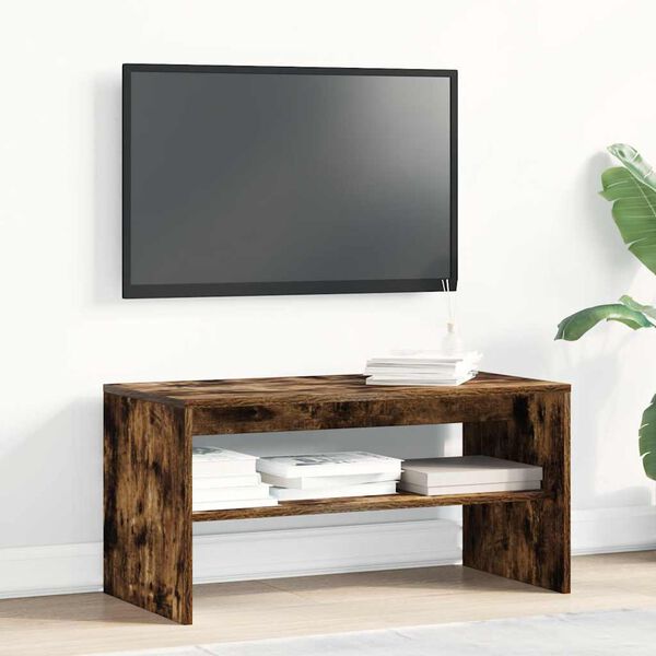 vidaXL Meuble TV chêne fumé 80x40x40 cm bois d'ingénierie