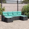 vidaXL Salon de jardin 6 pcs avec coussins noir r&eacute;sine tress&eacute;e