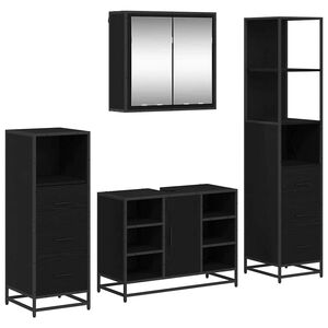 vidaXL Ensemble de mobilier de salle de bain 4 pc Ch&ecirc;ne noir