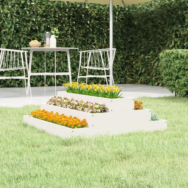 vidaXL Jardinière Blanc 80x80x27 cm Bois massif de pin