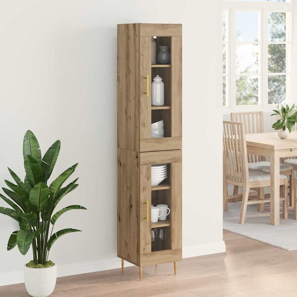 vidaXL Haut Armoire 2 pcs Ch&ecirc;ne artisanal Verre