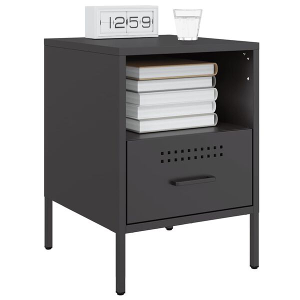 vidaXL Tables de chevet 2 pcs noir 36x39x50,5 cm acier